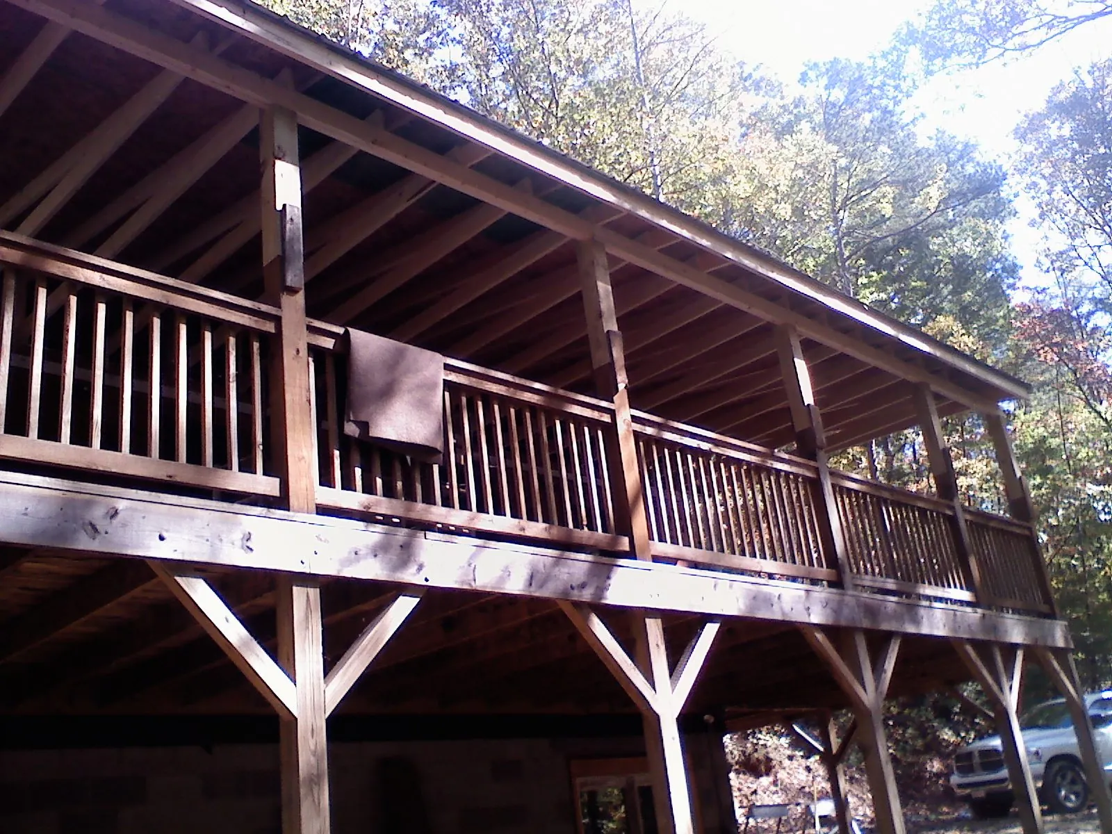 Timber framing under a new elevated porch and deck — Roof Leak Repair in Lexington by Roofing Brothers